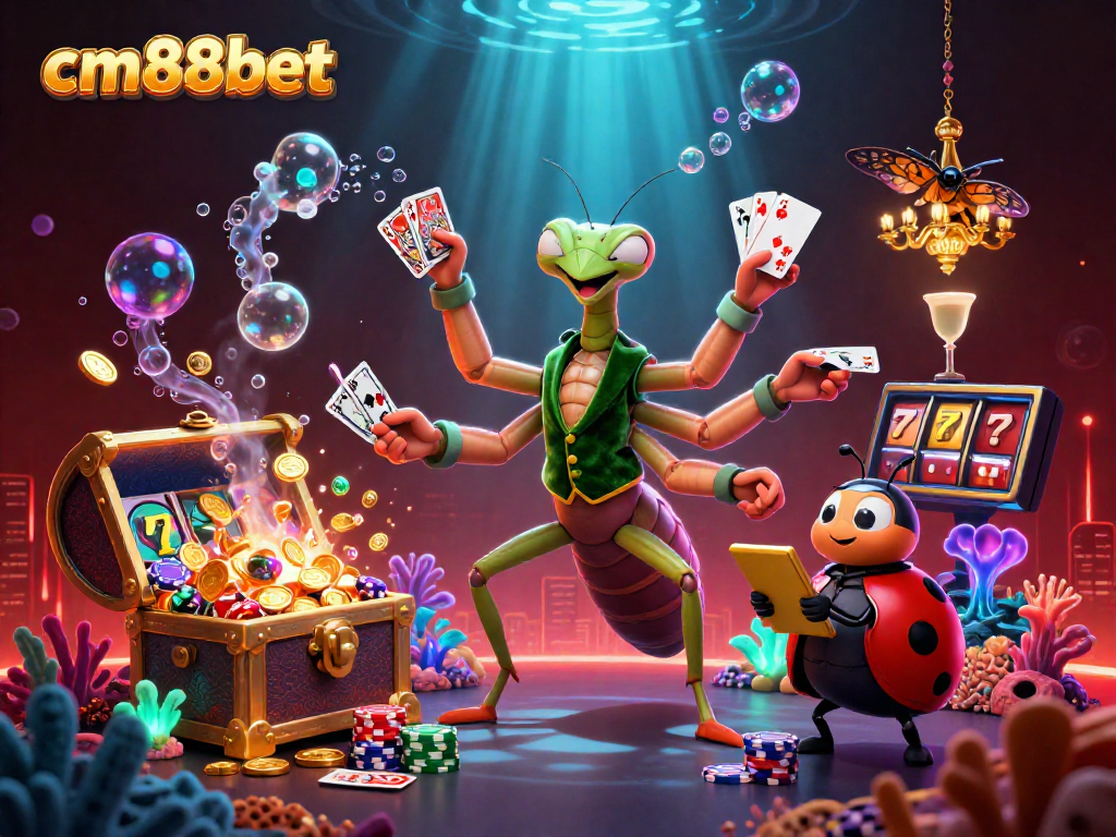 Experience the vibrant excitement of gaming with cm88bet's dynamic 3D casino scene featuring thrilling elements.