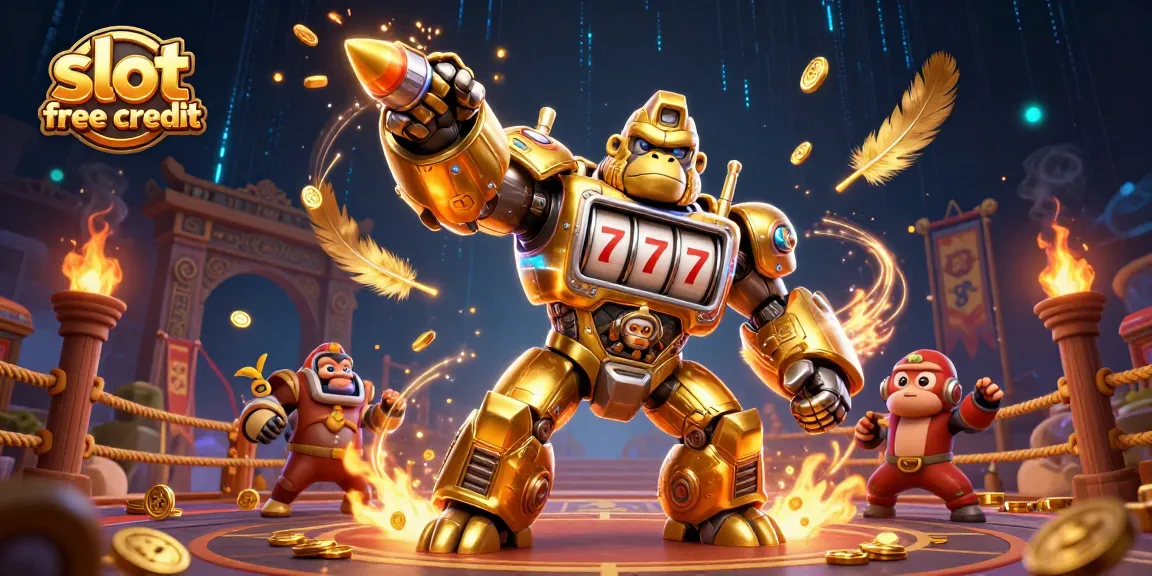 Engage in thrilling action with slot free credit gains showcased in a vibrant 3D casino scene.