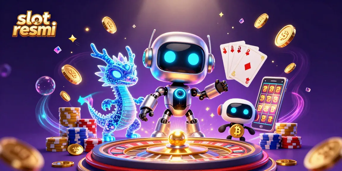 Engage with slot resmi through vibrant 3D casino characters amidst cascading coins and neon effects.