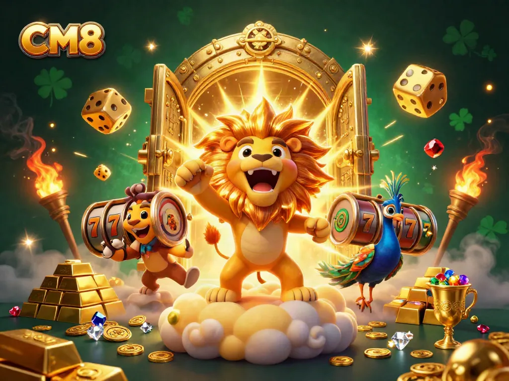 Experience thrilling slots and jackpots in an ultra-detailed CM8 casino illustration.