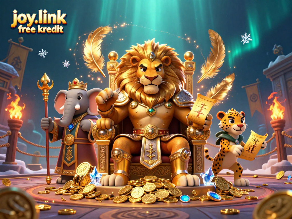 Experience thrilling gaming with joy.link free kredit as fierce lion king and allies rule the casino.