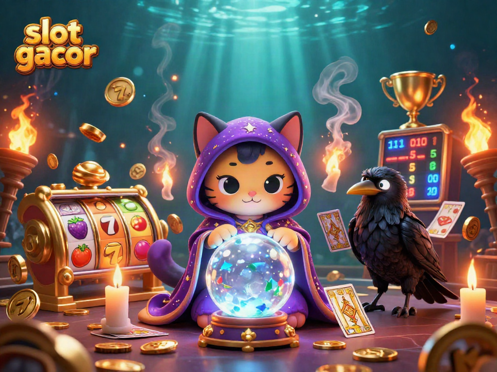 Engage in thrilling slot gacor adventures with vibrant 3D casino elements and mystical characters.