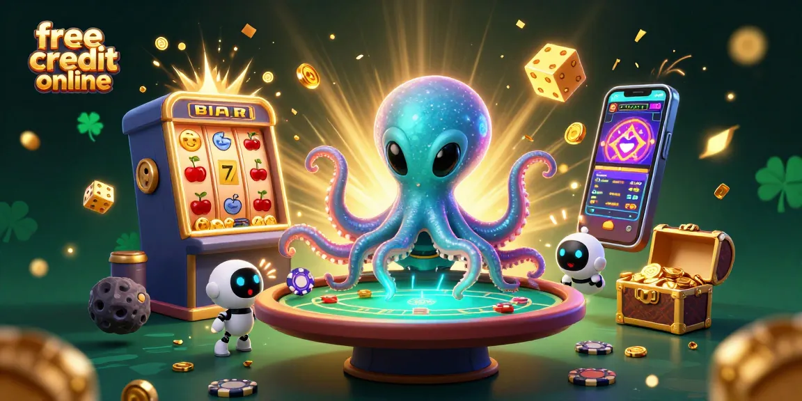 Experience thrilling free credit online promotions with interactive gaming by an alien octopus.
